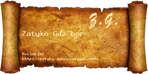 Zatyko Gábor névjegykártya